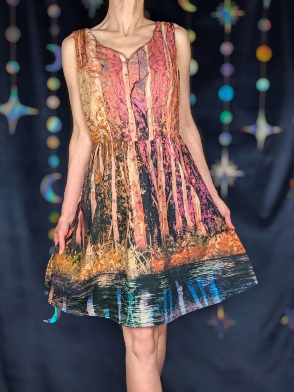 ModCloth Birch Trees in Autumn Sleeveless Cottagecore Dress